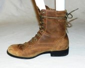 Vintage 90s Acme Leather Fringed Granny Lacers - Size 8