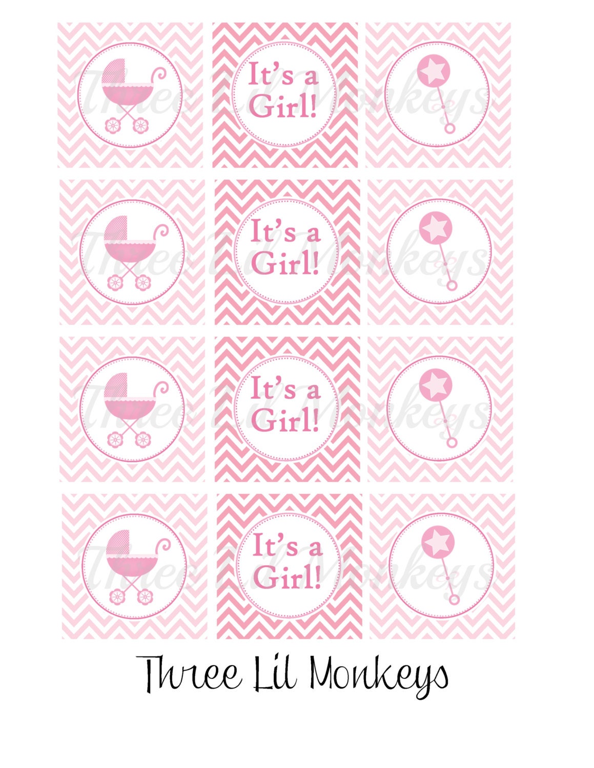 INSTANT DOWNLOAD -Baby Shower Cupcake Toppers (PDF File) Il_570xn