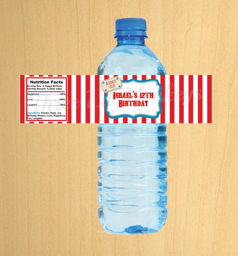 DIY Printable Circus/Carnival Water Bottle Label Il_570xn
