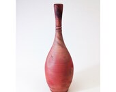 Saggar Vase in orange white pink black and red