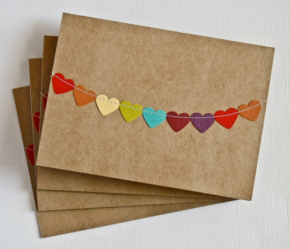 Wedding Cards Heart Bunting Flag Stationery