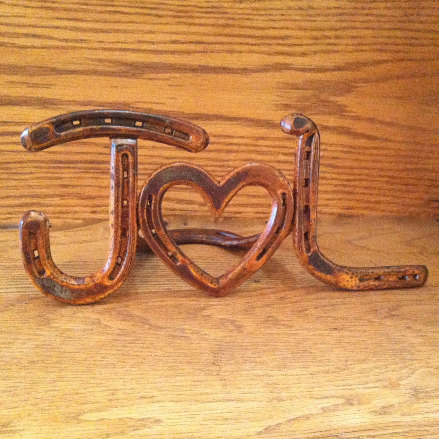 Horseshoe heart sign, any 2 letters & heart, wedding, anniversary, birthday gift, MADE to ORDER in any color