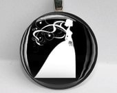 Glass Round Pendant Bridal Silhouette Bride Wedding Trendy