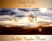 XLargeORIGINAL Abstract gallery wrap canvas-Contemporary Oil painting  Bubbles Of Life by Nicolette Vaughan Horner 48"x24"