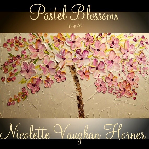 Oil Landscape  Abstract Original Modern 48" palette knife signature floral oil  impasto oil  canvas painting by Nicolette Vaughan Horner