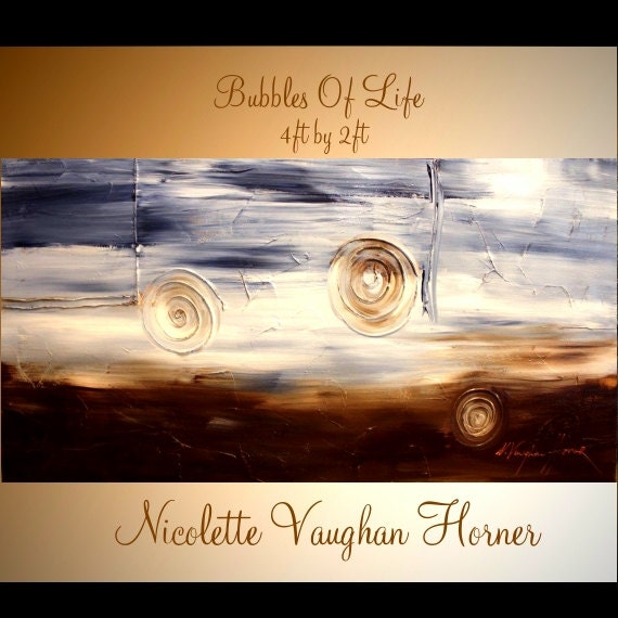 XLargeORIGINAL Abstract gallery wrap canvas-Contemporary Oil painting  Bubbles Of Life by Nicolette Vaughan Horner 48"x24"