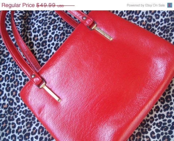 Vintage Red Purse 1960's Handbag Retro Rockabilly Accessory