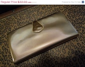 Vintage 1950's 1960's Gold Shiny Wallet Rockabilly Accessory Vanity Mid Century Modern Home Decor Display
