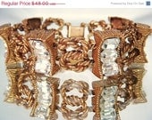 Vintage Chunky Rhinestone Bracelet 1950's Collectible Hollywood Regency Mad Men Mod Jewelry