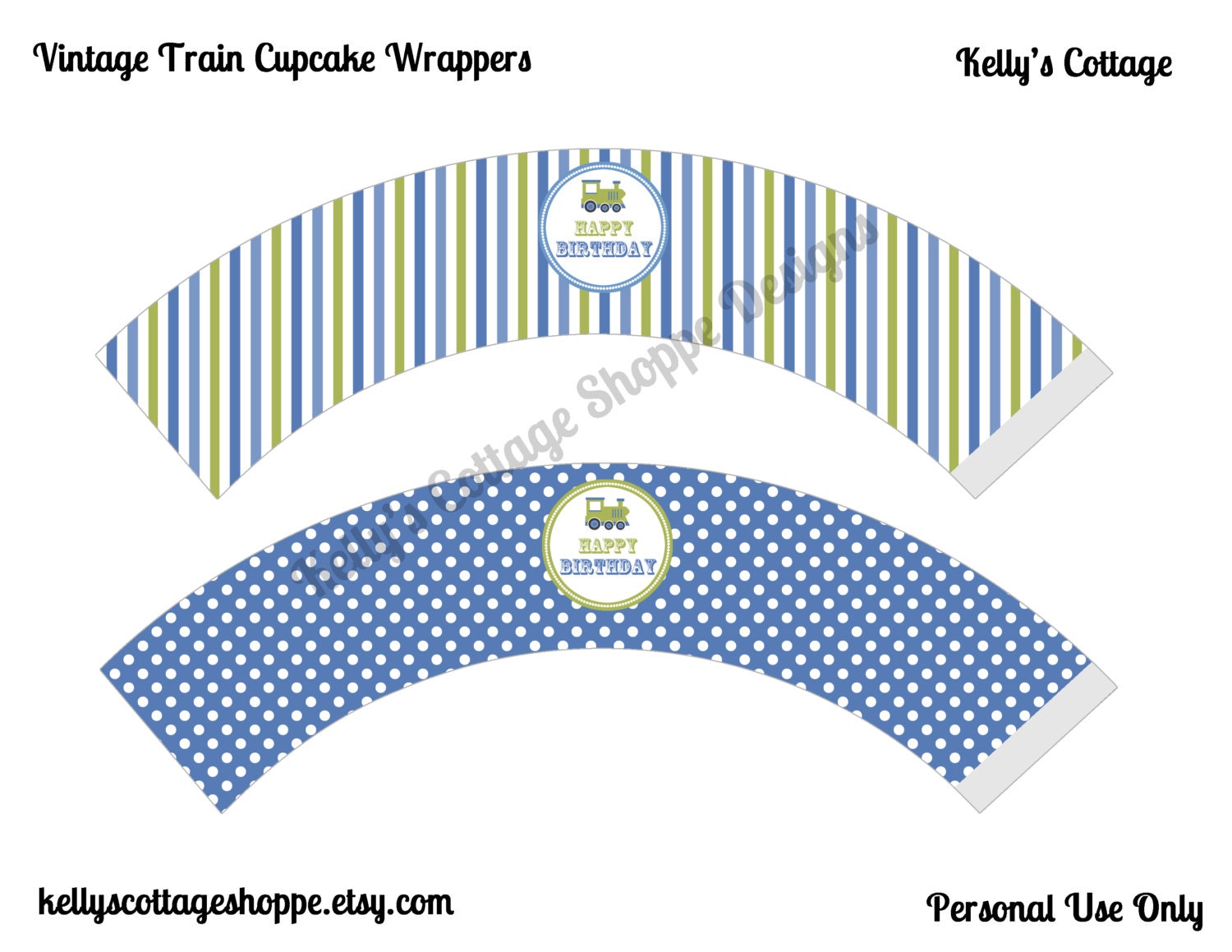Instant Download Vintage Train Birthday Party Cupcake Kit- 2 Inch Party Circles and Cupcake Wrappers Il_170x135