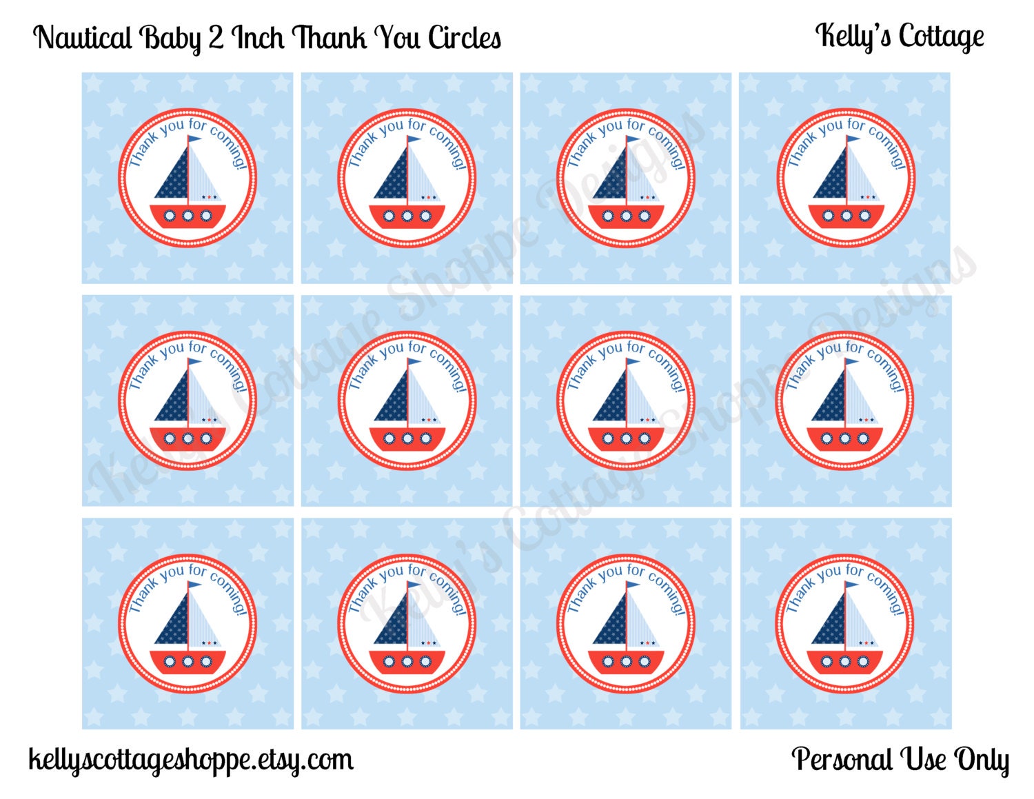 Instant Download Nautical Baby Shower 2 Inch Thank You Circles Il_170x135