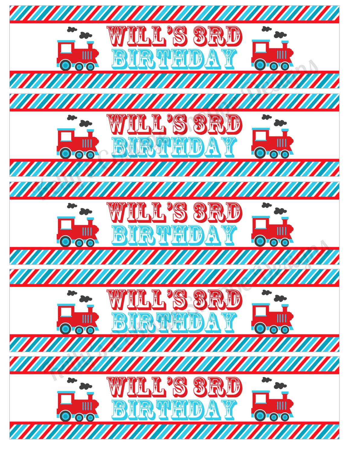Vintage Train Birthday Party Water Bottle Wraps... Custom, Printable, Digital Il_570xn