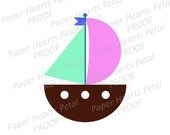 Digital Clip Art - Nautical Theme - Sail Boat - Download JPG & PNG Formats Upon Purchase