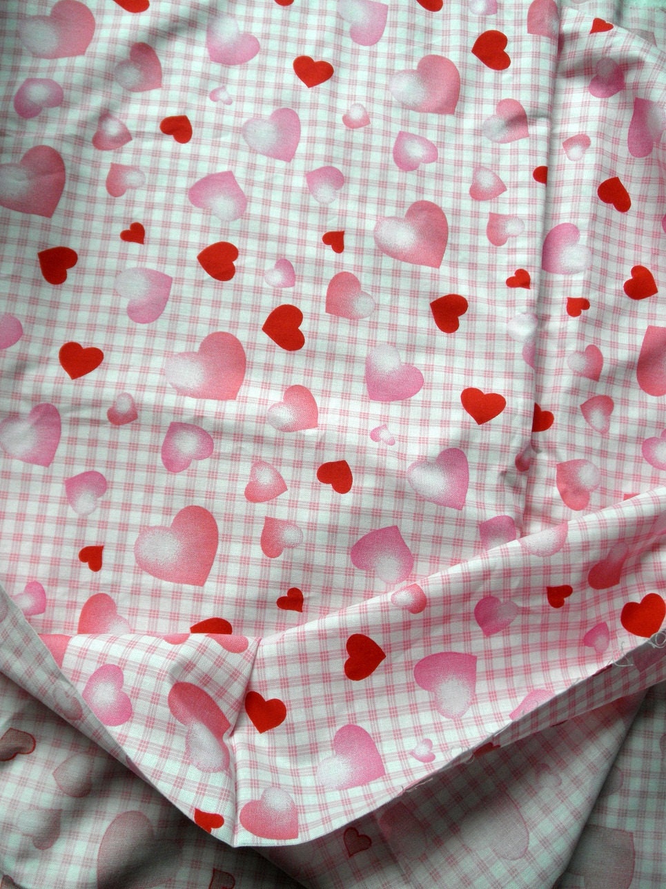 Valentine Fabric Pink Gingham Plaid - 5 Plus Yards - DIY Tablecloth - Sewing Quilting Supplies - Sewing Project - Love