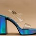 90s Vtg HOLOGRAM Iridescent PLATFORM Cage Sandals / PVC Club Kid Amazing Chunk High Heel / Grunge Futuristic / Sz 7 - 7.5 / euro 37 38