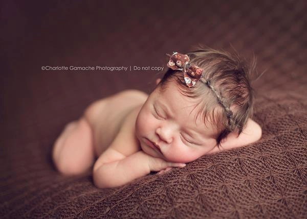 the Floral Chic : Newborn Headband - Earth Brown- Newborn Photo Prop - polka dots, halo, bow headband, head band, photography prop