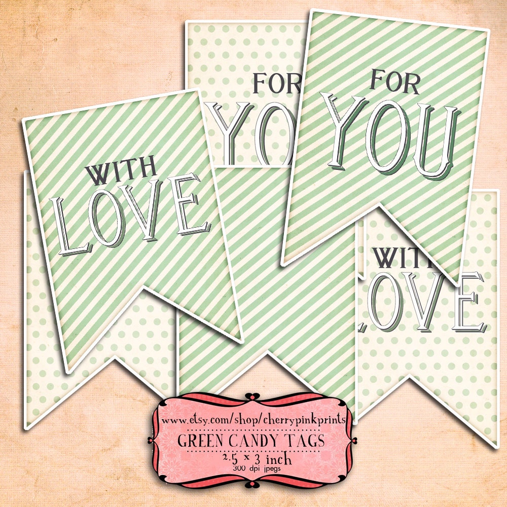 digital party tags GREEN CANDY digital collage sheet, digital download for party printable, tags digital scrapbooking and card making.