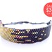 Black Beaded Bracelet, Cotton Cord Bracelet, Stardust Pixel Effect, Gold Cord Bracelet, OOAK Handmade by JeannieRichard