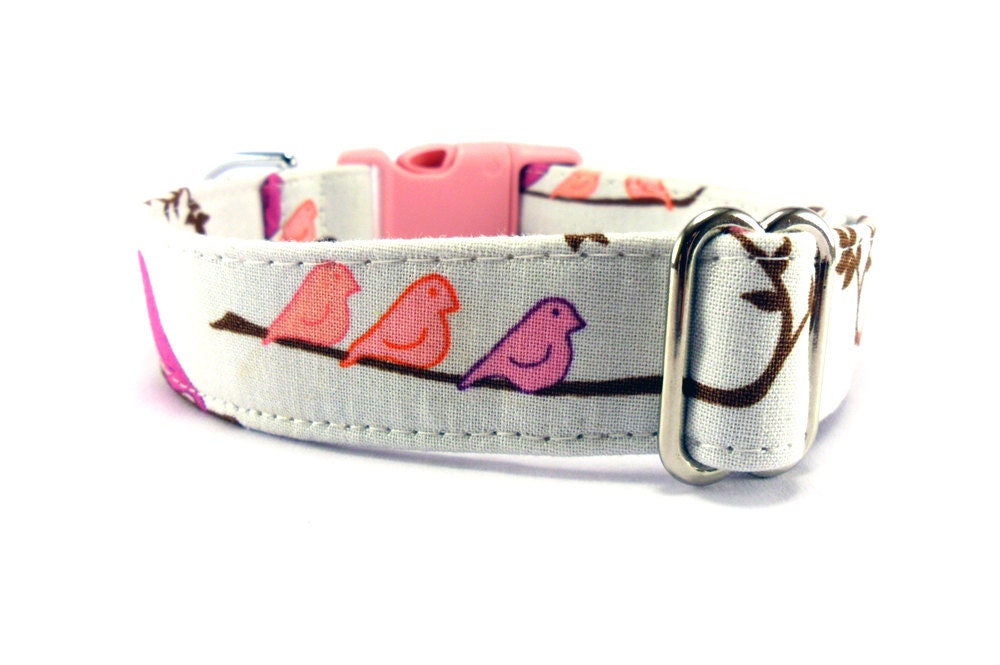 PINK BIRDS Dog Collar
