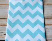 Small Wet Bag- Large Reusable Snack Bag with zipper closure 8"x10" Aqua Chevron- Swim Bag, Wet Bag, Snack bag, Make up bag