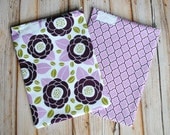 2 Small Wet Bag- Large Reusable Snack Bag with zipper closure 8"x10" Lavender Garden & Lilac Lattice- Swim Bag, Wet Bag, Snack bag