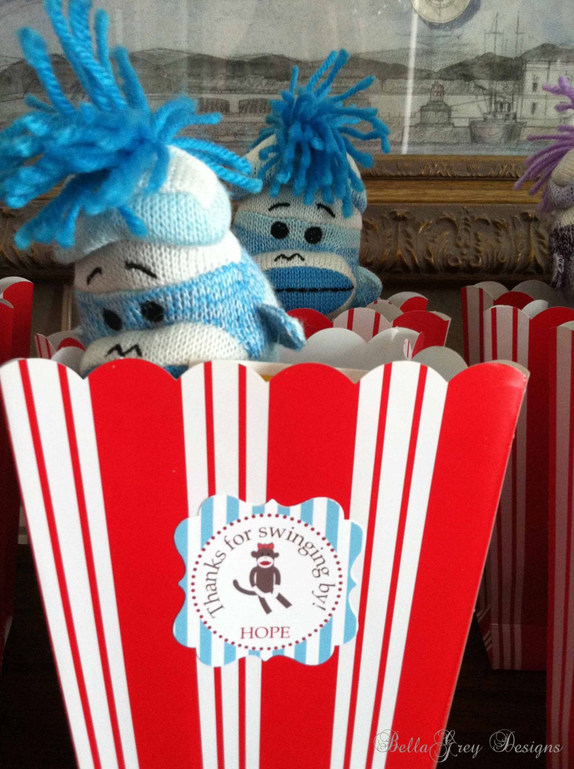 PRINTABLE Party Favor Tags - Sock Monkey Collection - BellaGrey Designs Il_570xn