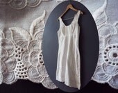 Vintage 70s White Cotton Broderie Anglaise Short Petticote Slip Small
