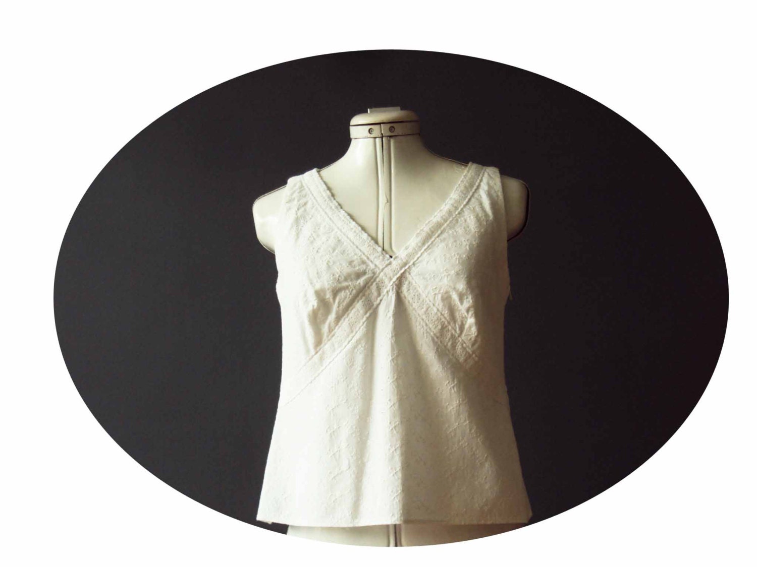 Handmade White Broderie Anglaise Petticoat Camisole Top Australian Fashion Small Medium