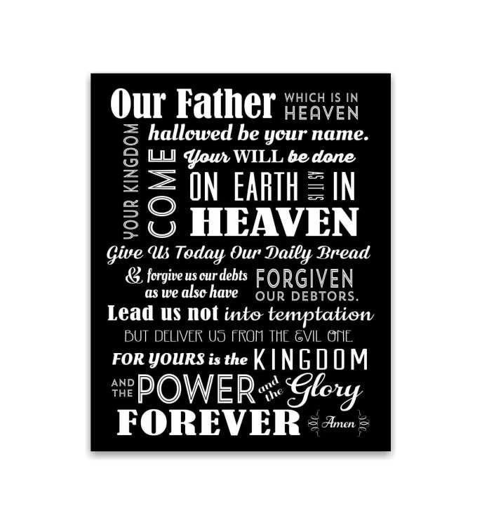 The Lord's Prayer Scripture Art Typography Subway Print  11 X 14 Giclee