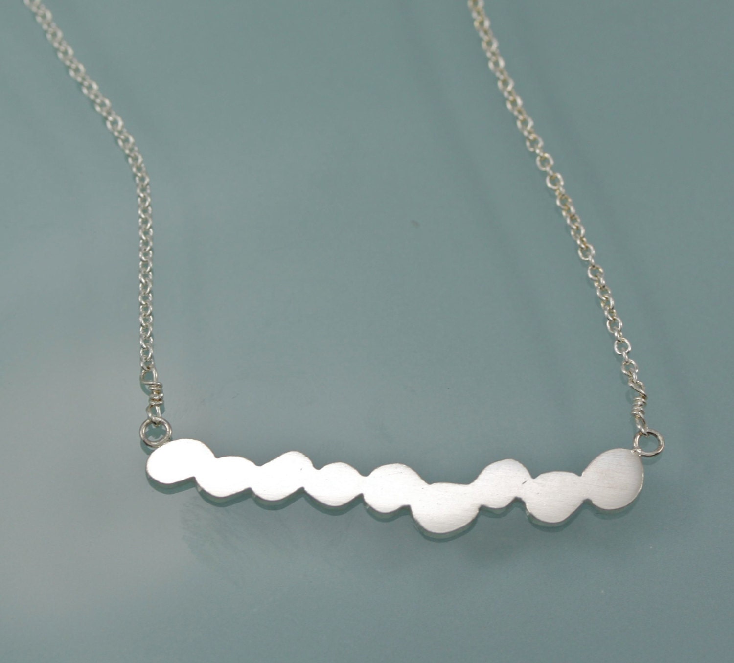 Flat Pebble Bar Sterling Silver Necklace