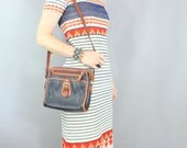 Equestrian Two Tone Leather Vintage Cross Body Bag
