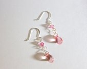 Swarovski Crystal Rose Hot Pink Teardrop Dangle Earrings