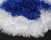 Blue and White Knit Fuzzy Scarf