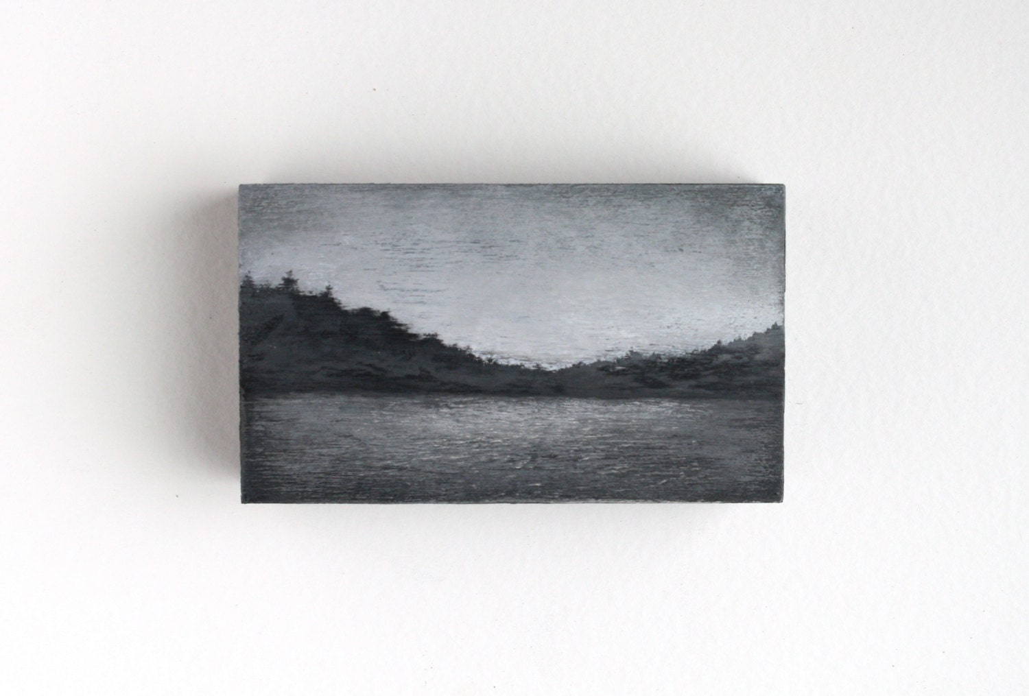 Black and White Oil Landscape Painting - 3 x 5 - Rustic Decor