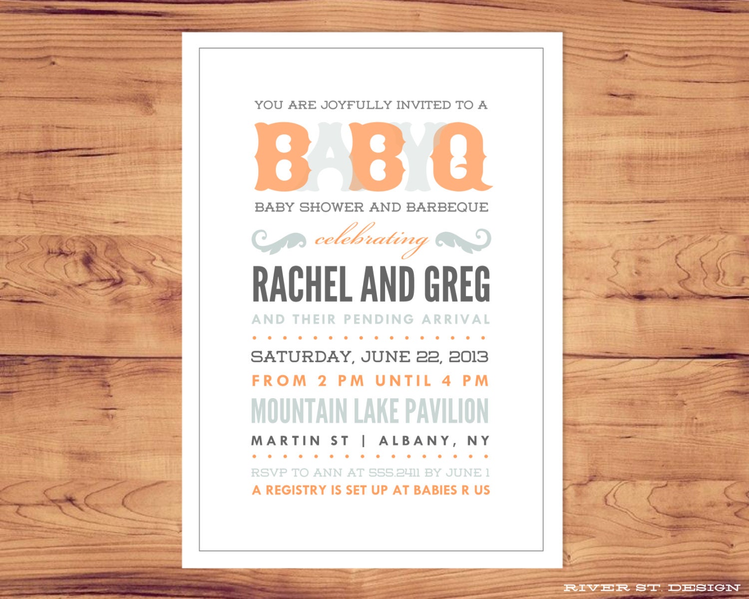 Printable BaByQ - Baby Shower and Barbeque Invitation