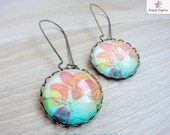 Botanical vintage earrings Multicolor Leaves Photography Jewelry Flowers Natural Fresh Spring Touch