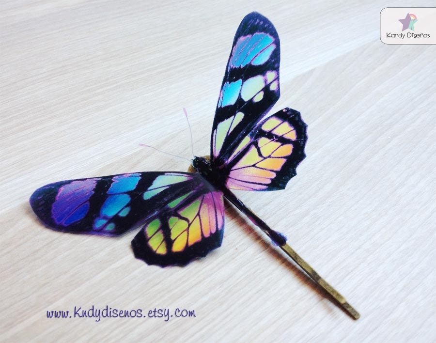 Butterfly Hair Pin Rainbow Multicolored Whimsical Woodland Hair Monarch Butterfly Wedding Butterfly Bobby pin