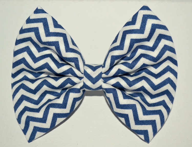 Navy Chevron Hair Bow