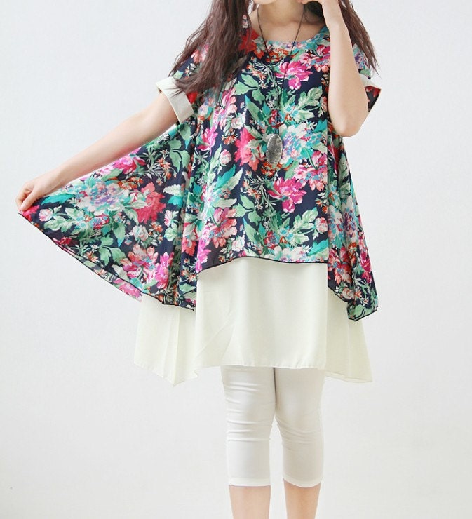 layered chiffon shirt dress asymmetrical tunic dress