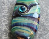 Handmade lampwork focal bead 'Shimmering sea wave'.  SRA