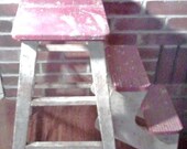 Chippy Farmhouse Step Stool Ladder Vintage Wooden
