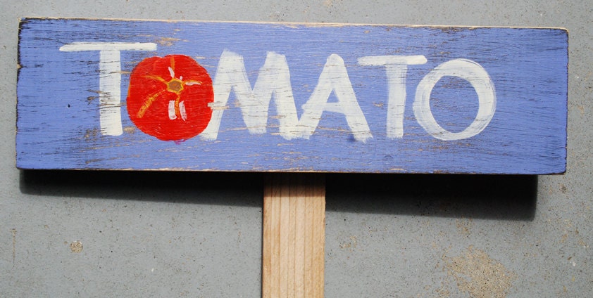 Hand-painted Garden Sign "TOMATO", 095