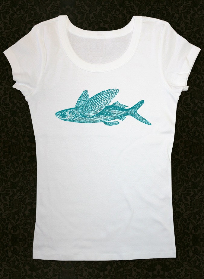 Fish 29 Flying Fish - Women's Short Sleeve Scoop Neck Cotton T-Shirt Contoured Fit