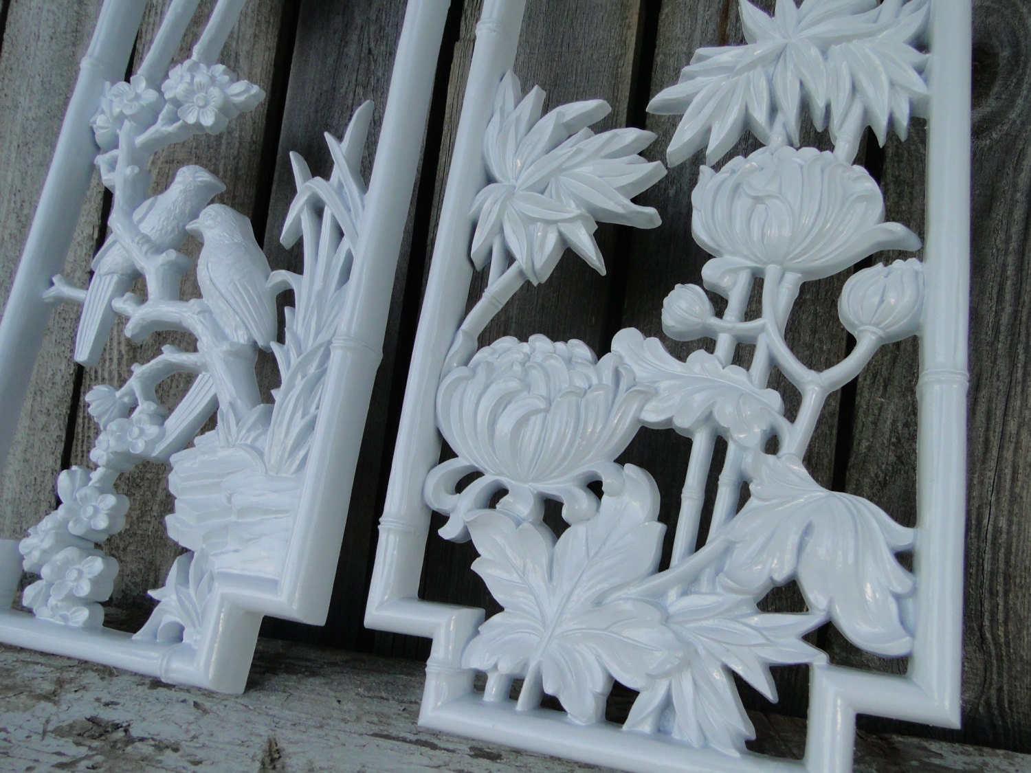 Wall Plaque, Wall Decor, Home Decor White painted Flower hummingbirds butterfly nursery kitchen mud room decor