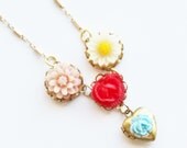 Powder Blue Flower Locket Necklace - Gold Filled, Colorful Lightweight Keepsake Necklace, Flower Girl, Locket, Colorful Flower Necklace