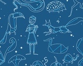 Lizzy House's Constellation Fabric - Teal Characters