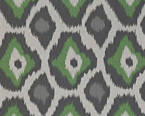 Adrian Home Decor Fabric - Dark Grey, Light Grey, and Green on Linen