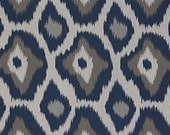 Adrian Home Decor Fabric - Dark Grey, Light Grey, and Navy on Linen