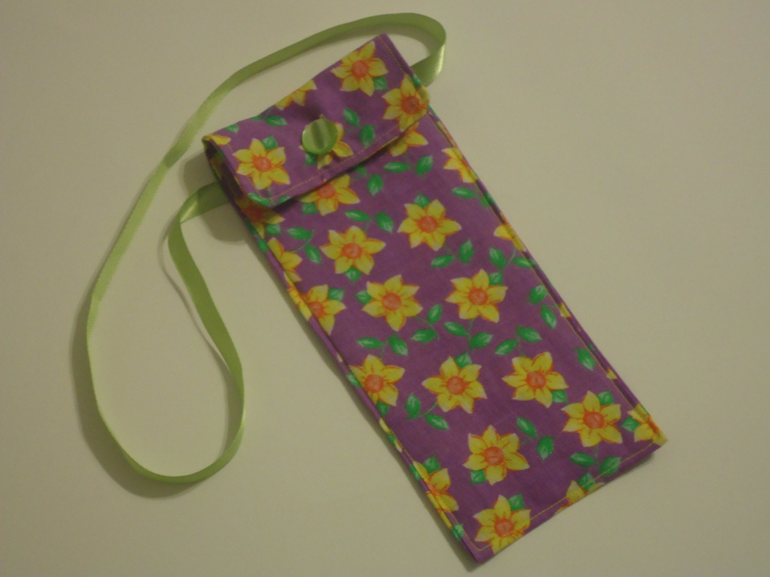 Girls Flower Purse, Yellow Flower Bag, Marker Bag, Crayon Bag, Purple Travel Bag, Art Bag, Toy Bag, Easter Purse