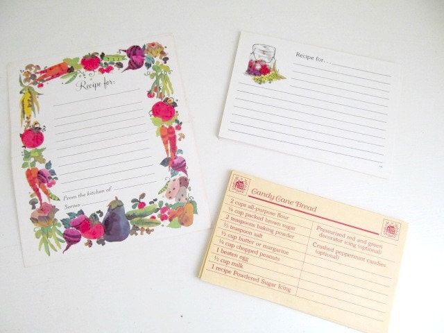 36 Vintage Recipe Cards, Blank Cards, Paper Ephermera, Dessert Holiday Baking Recipes